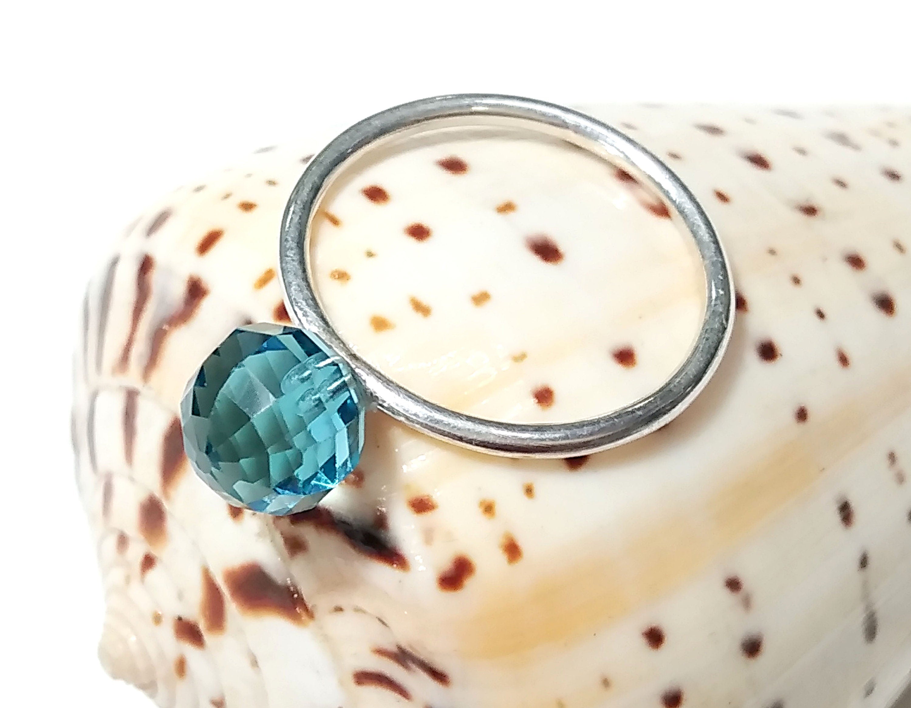 Natural Blue Topaz Faceted Ring, Gemstone Drop Shape Ring, 925 Solid Sterling Silver Jewelry, Handmade Ring, For Girls & Women Rings